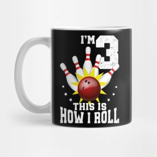 Bowling 3rd Birthday Bday Party Kids 3 years Old Bowler Mug